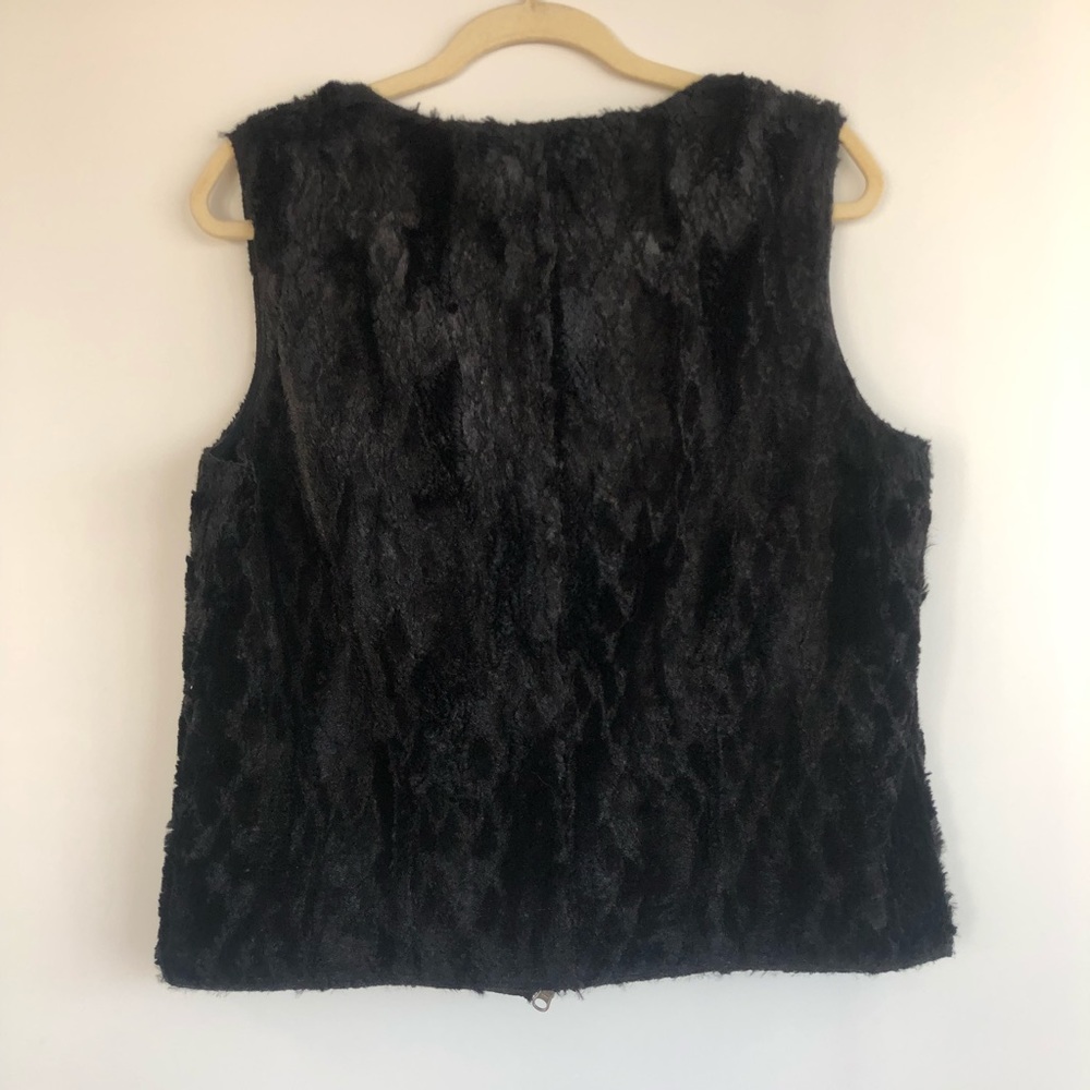 C&C California Black Reversible Fur Moto Vest - Picture 6 of 8